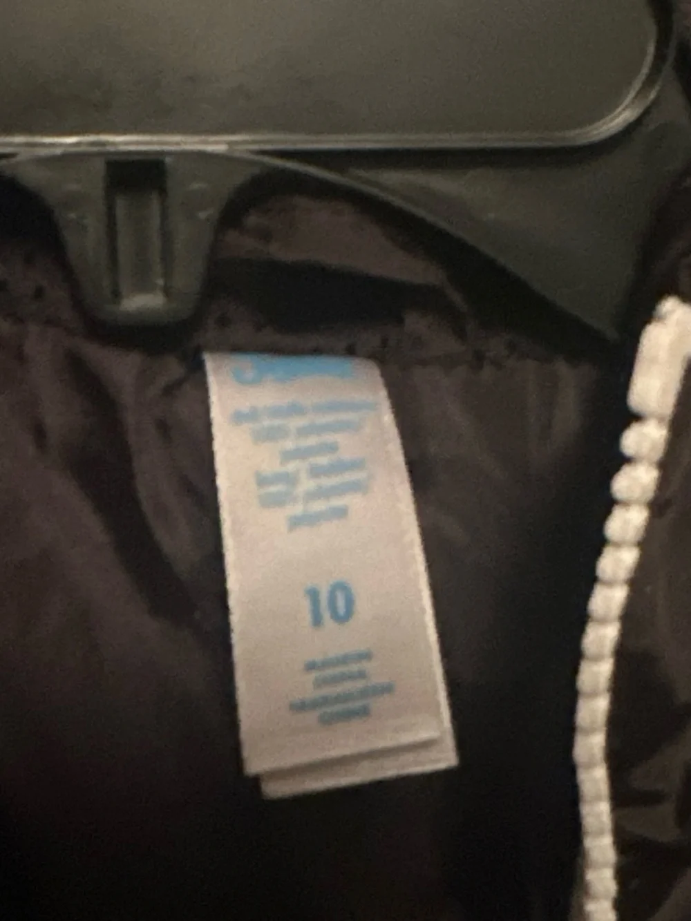 Justice Black Hooded Bomber Jacket with White Zip Trim